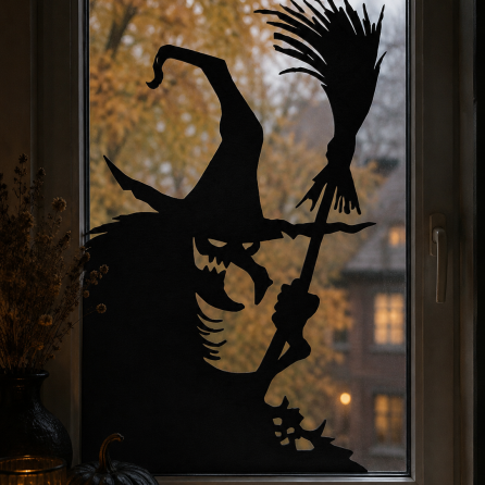 Plywood Witch with Broom Wall Art