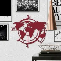 Wanddecoratie „Wereldkaart windstreken“ – berken multiplex