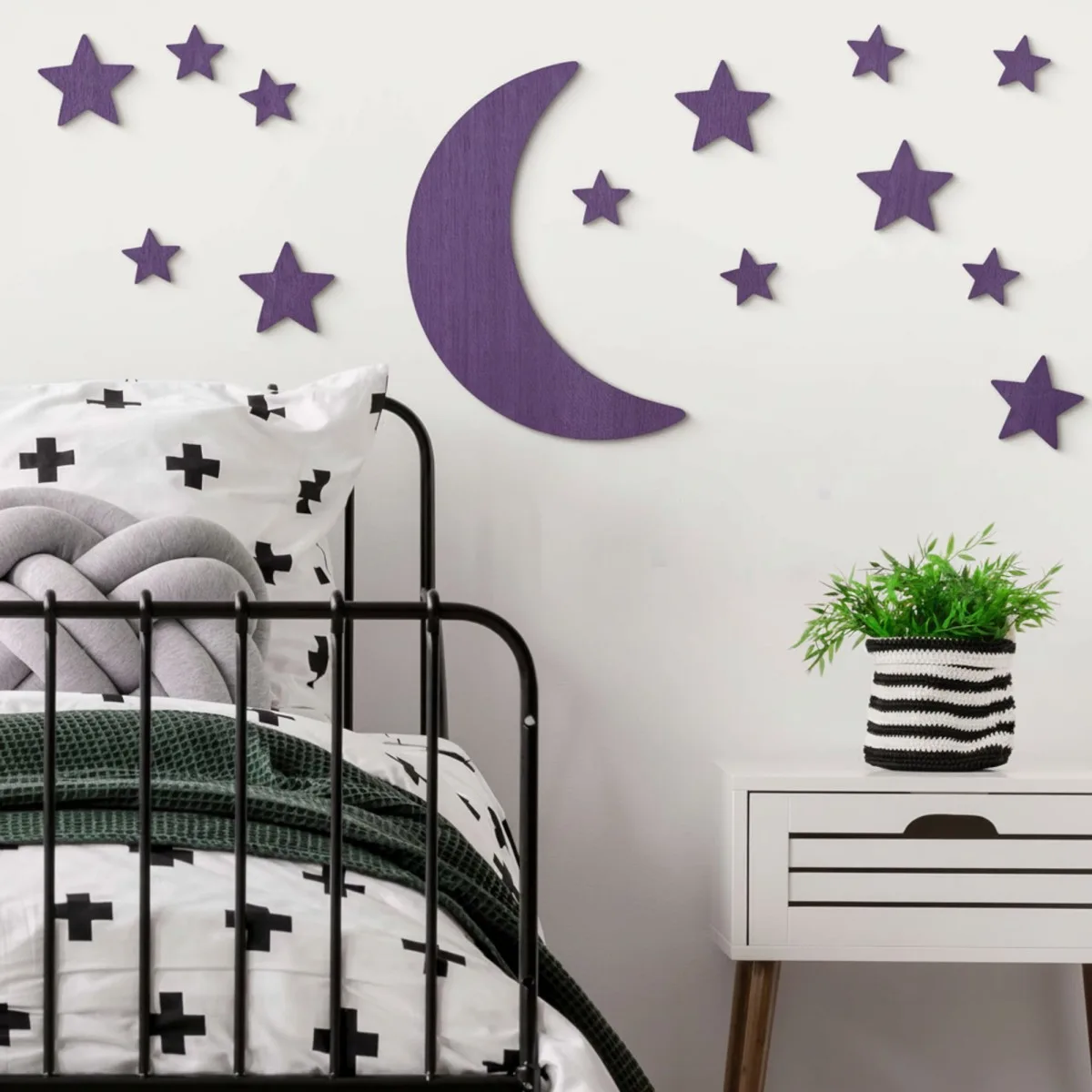 Sperrholz Wanddekoration – Mond und Sterne Set