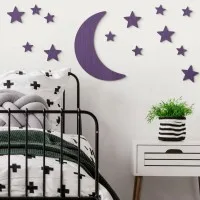 Sperrholz Wanddekoration – Mond und Sterne Set