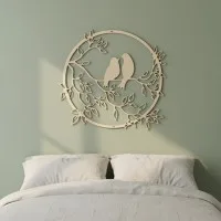 Liefdesvogels op tak — ronde wanddecoratie