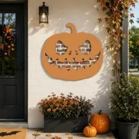 Halloween Kürbis Wandbild – Gruselige Jack-o'-Lantern Silhouette