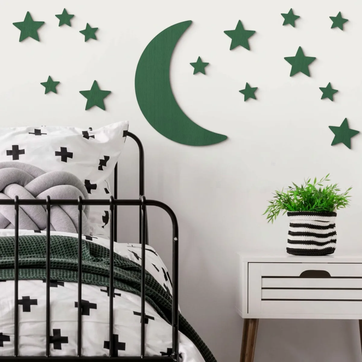 Sperrholz Wanddekoration – Mond und Sterne Set