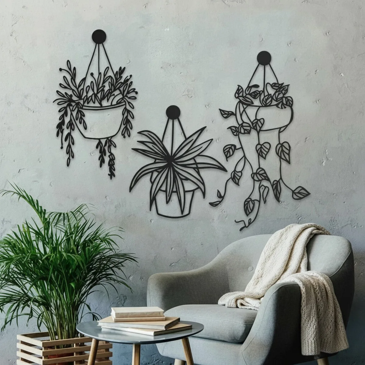 Hangende bloempotten set van 3 — wanddecoratie