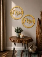 Plywood Wood Decoration Mrs and Mrs