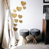 Birch Plywood Wood Wall Decoration - Hearts (10 pieces)