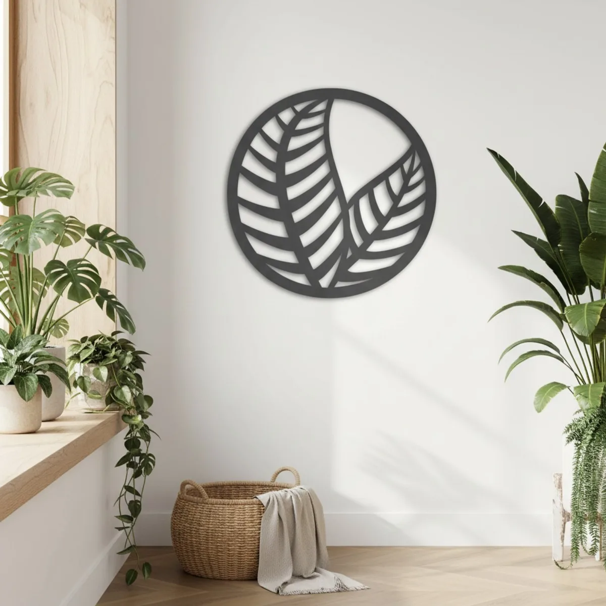 Décoration en bois contreplaqué feuilles en cercle