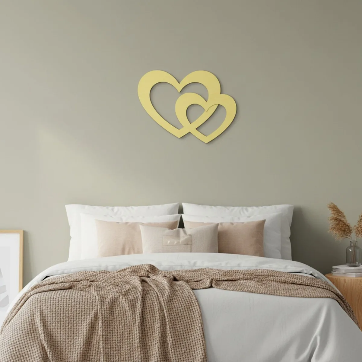 Houten decoratie - Twee harten