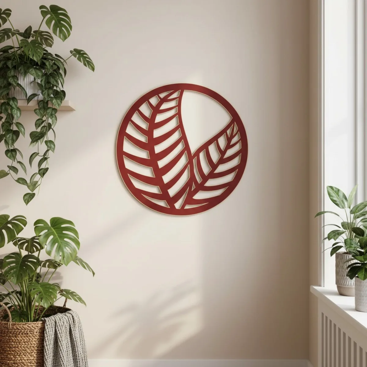 Décoration en bois contreplaqué feuilles en cercle