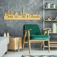 Paris Skyline Birch Plywood Wall Decor – Eiffel Tower Silhouette