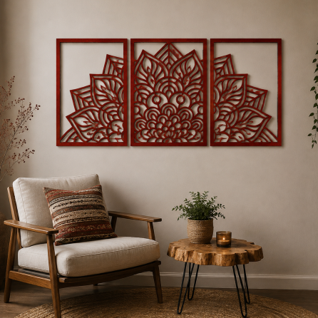 Plywood Mandala Triptych Panel