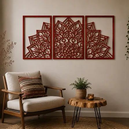 Plywood Mandala Triptych Panel