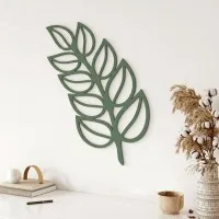 Blad wanddecoratie van berken multiplex – botanische laserdecoratie, 60 x 34 cm