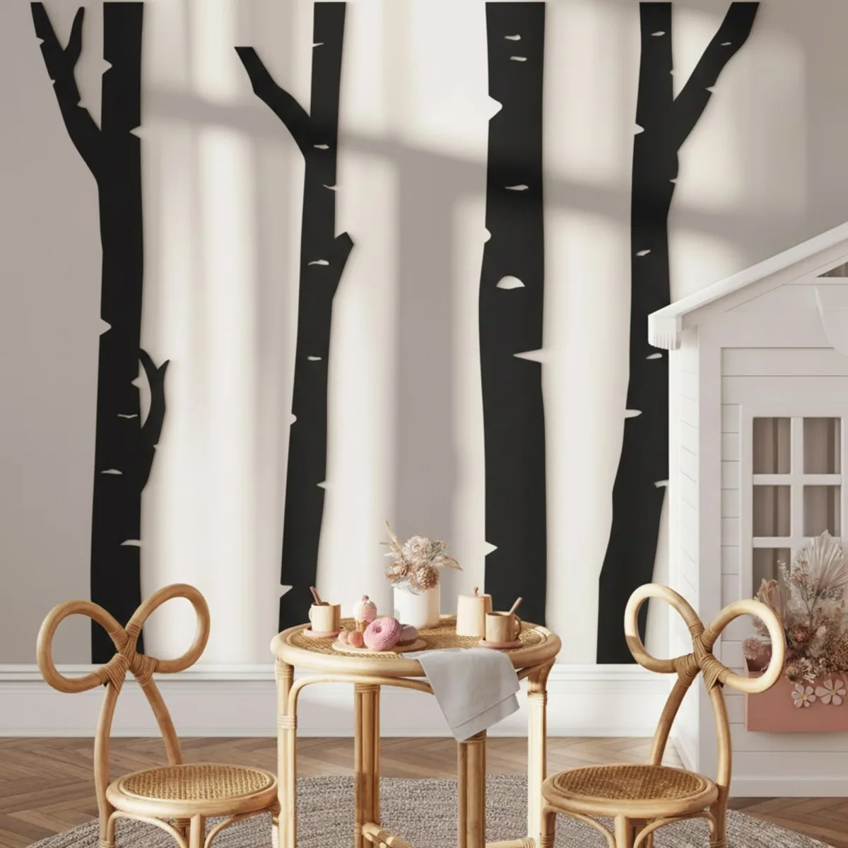Birch Tree Forest Wall Decor – 4 Birch Trunks, Birch Plywood