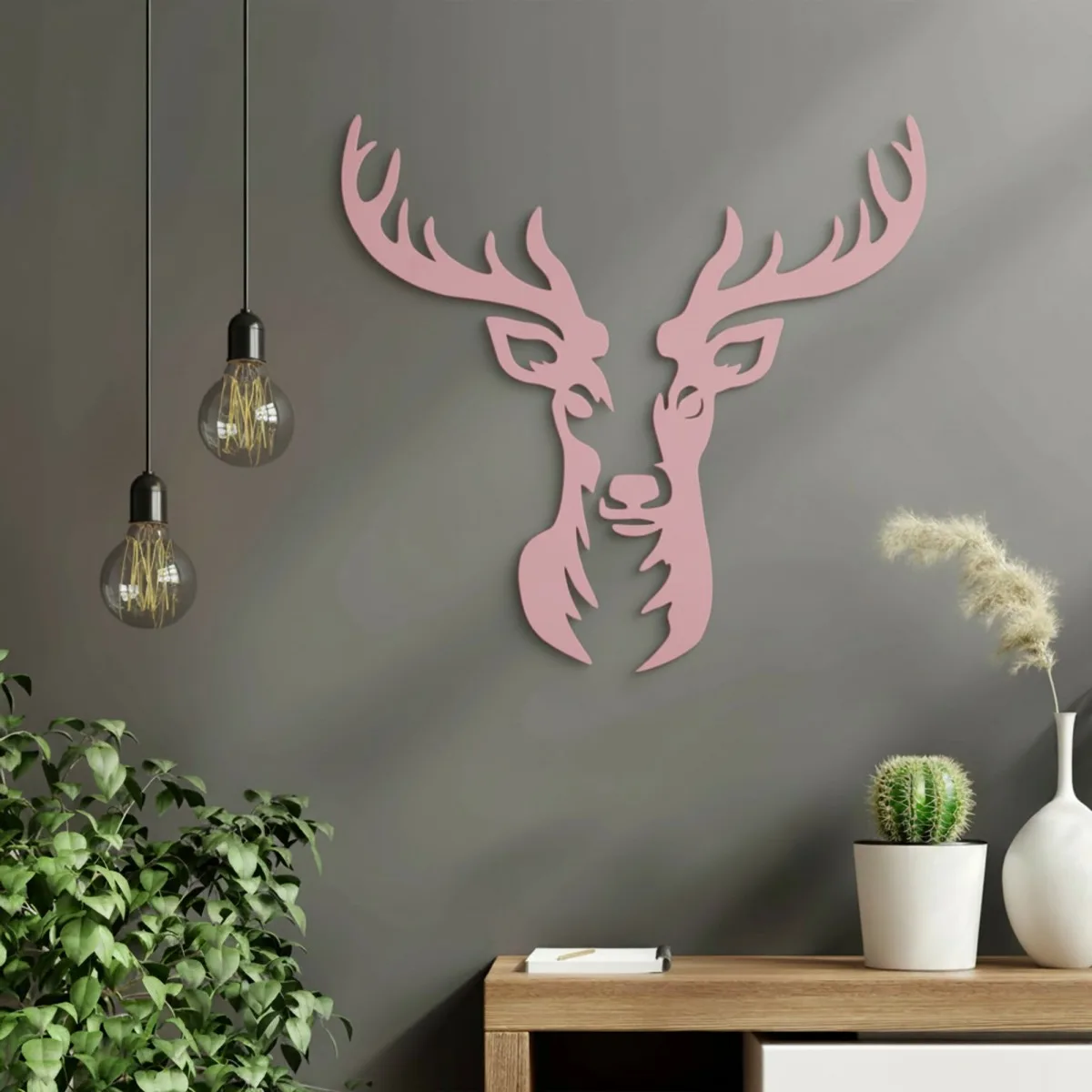 Deer Head Wall Decor – Birch Plywood – 40x42 cm