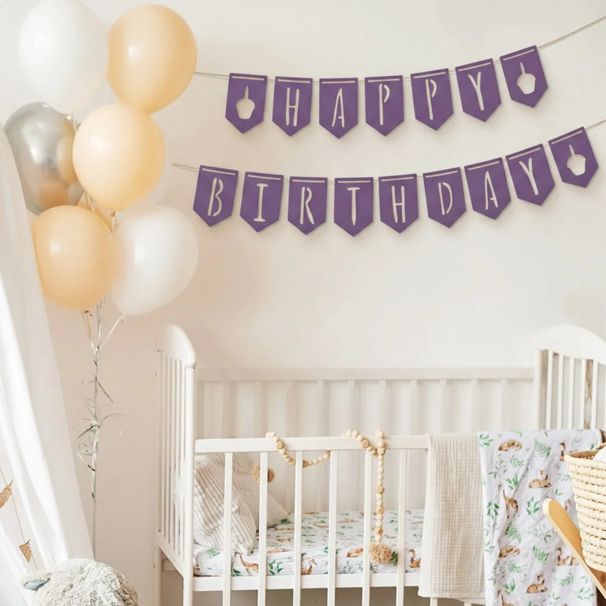 Décoration en bois - Guirlande Happy Birthday - Contreplaqué de bouleau