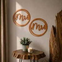 Plywood Wood Decoration Mrs and Mrs