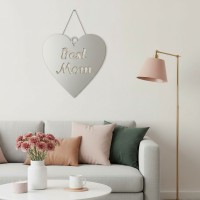 Déco murale en contreplaqué « Best Mom » en forme de cœur