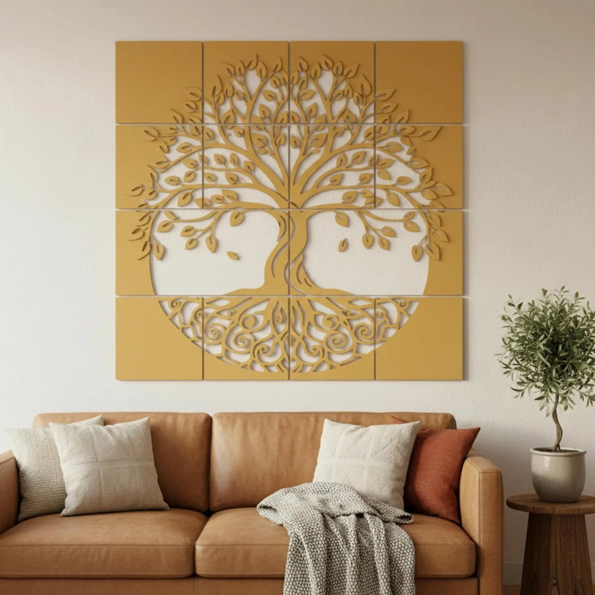 Set de décoration murale en contreplaqué « Arbre de vie » XXL (19 pièces)