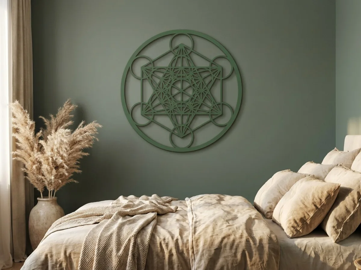 Round plywood decoration - Metatron's Cube