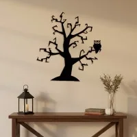 Décoration murale arbre effrayant avec chouette – Silhouette Halloween – Bouleau