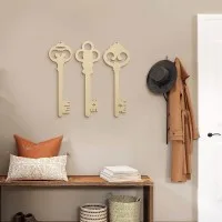 Décoration murale clés vintage en bois (lot de 3) – contreplaqué de bouleau