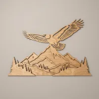 Décoration en bois contreplaqué Aigle au-dessus des montagnes