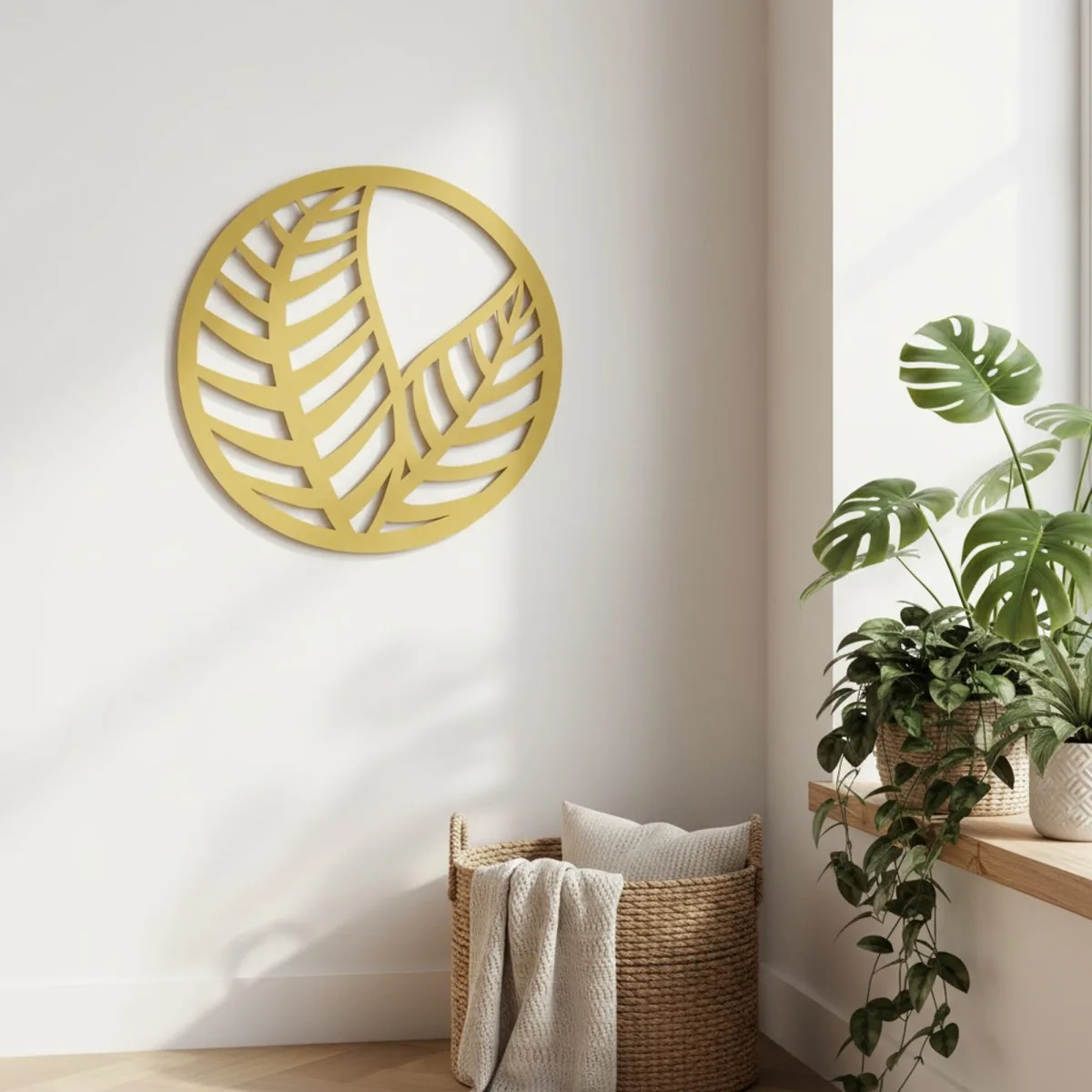 Décoration en bois contreplaqué feuilles en cercle