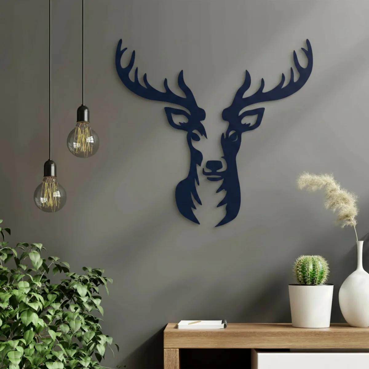 Deer Head Wall Decor – Birch Plywood – 40x42 cm