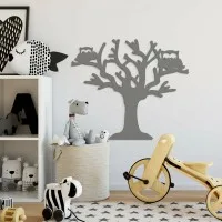 Déco murale en contreplaqué – Arbre aux deux chouettes