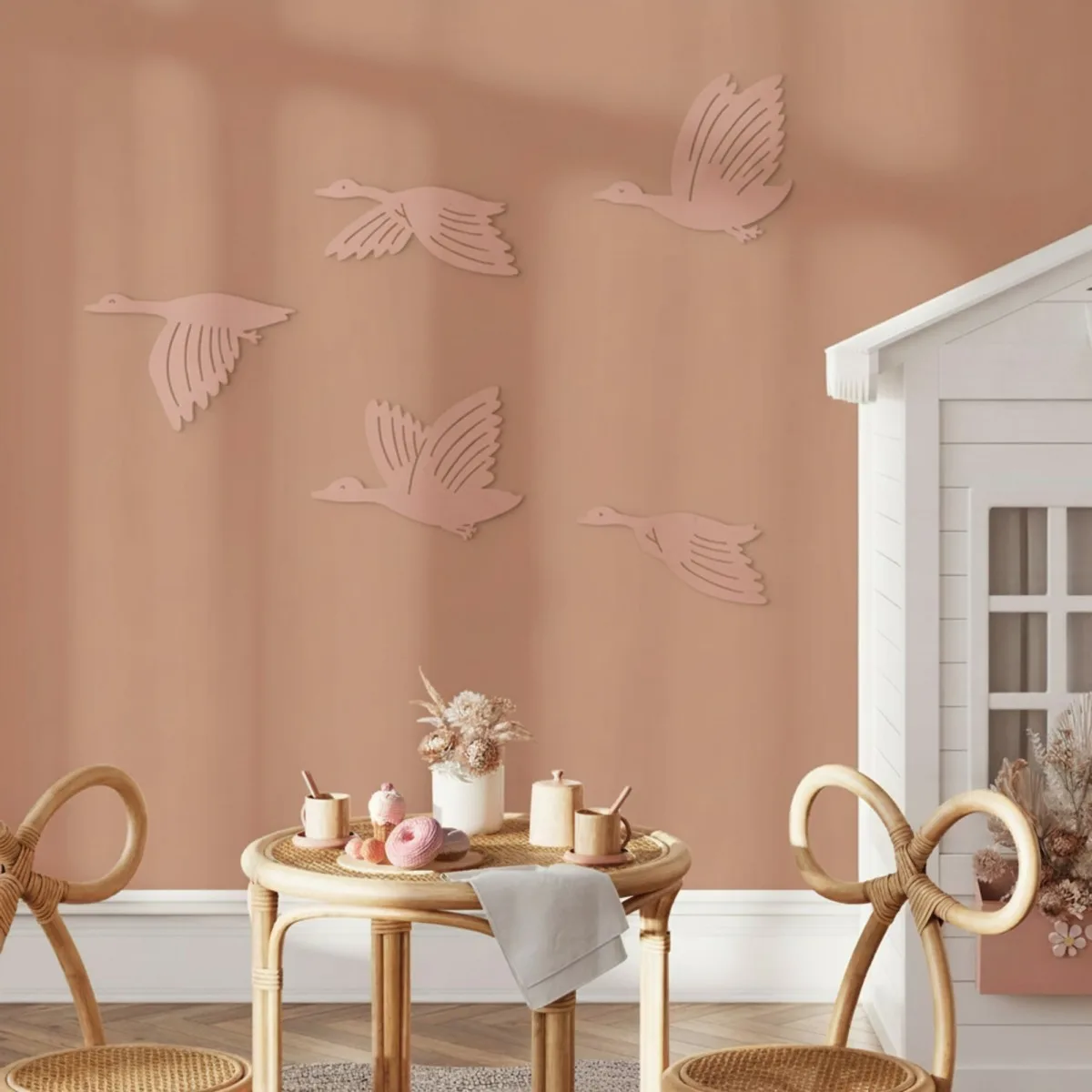 Décoration murale en contreplaqué de bouleau – Oies volantes, set de 5 pièces 88x60 cm