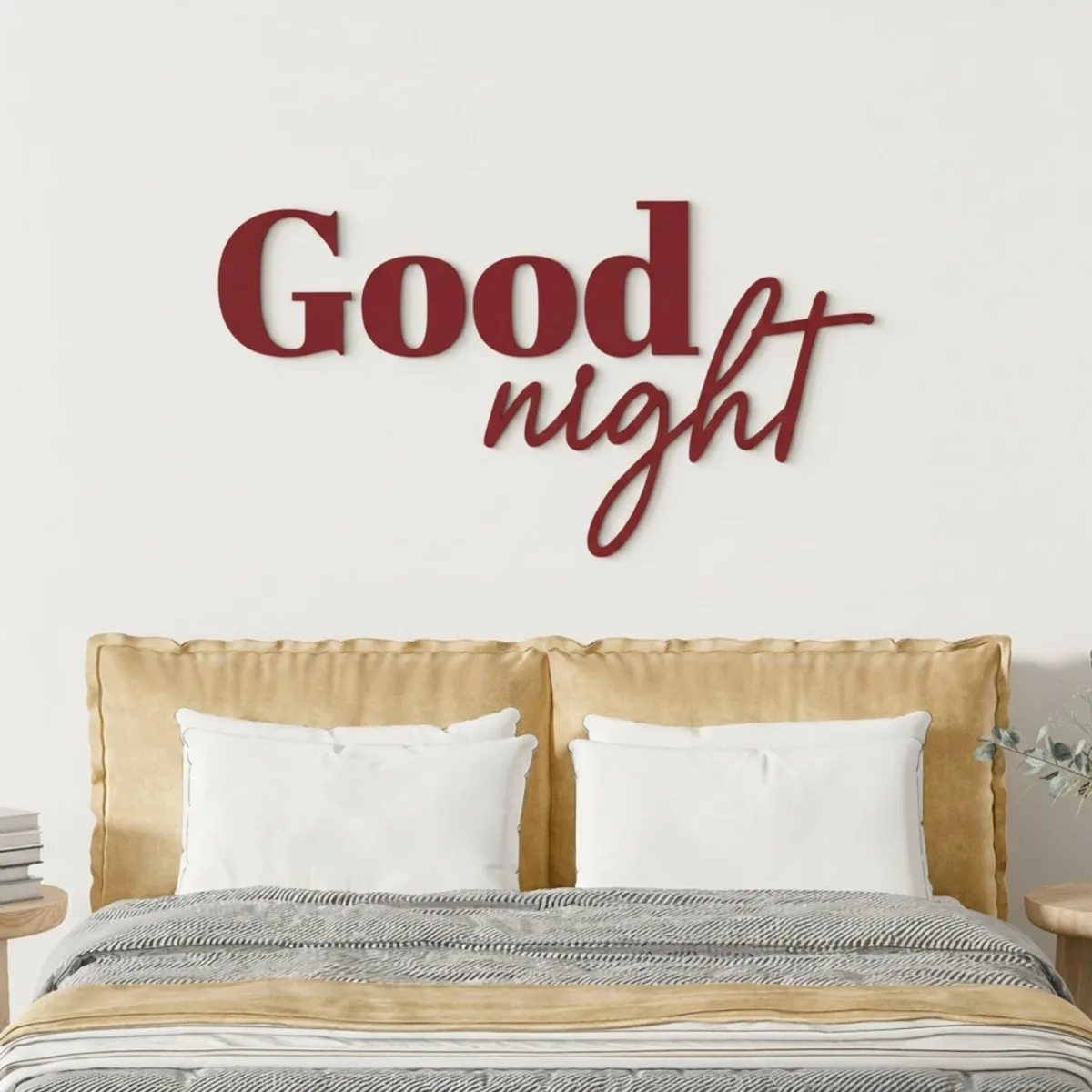 Good Night wanddecoratie van berken multiplex