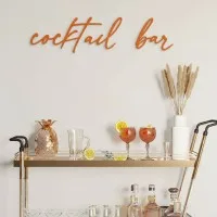 Cocktail Bar Cursive Sign – Birch Plywood Wall Decor