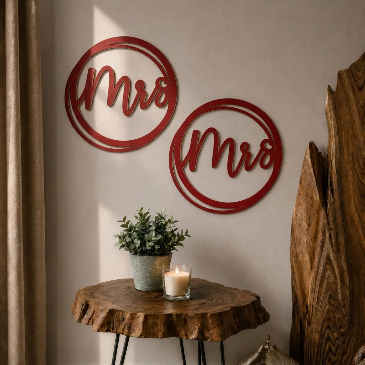 Plywood Wood Decoration Mrs and Mrs