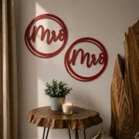 Plywood Wood Decoration Mrs and Mrs