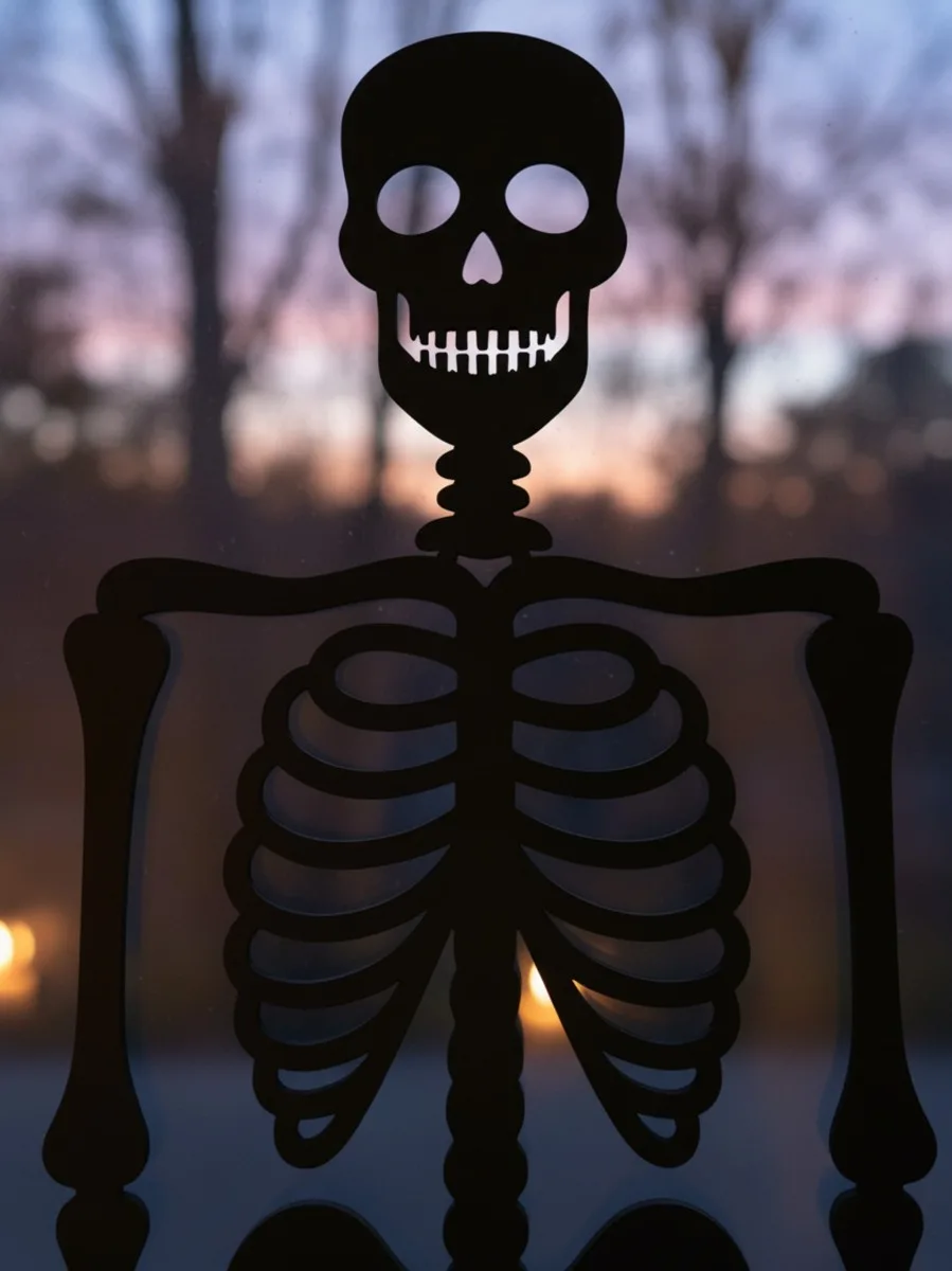 Skelet wanddecoratie – Halloween volledig skelet silhouet – berkenmultiplex