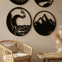 Four Elements Wall Art Set — Fire, Air, Water, Earth — Four Colors