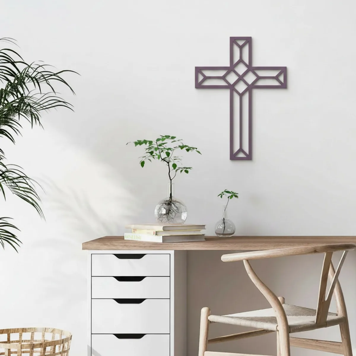 Origami-Kreuz Wanddekoration aus Birken-Sperrholz
