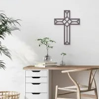 Origami-Kreuz Wanddekoration aus Birken-Sperrholz
