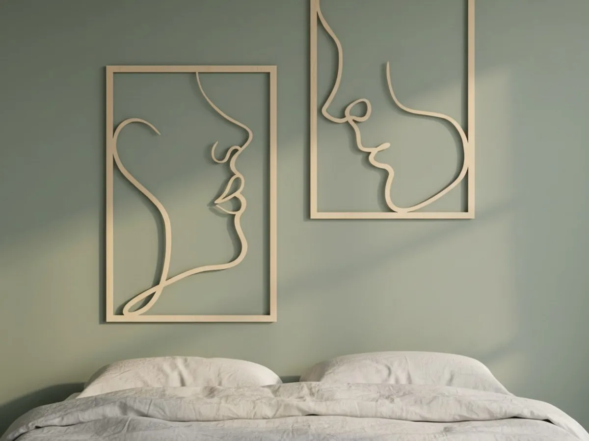 Minimalist Faces Line Art Wall Decor, 2 Panels