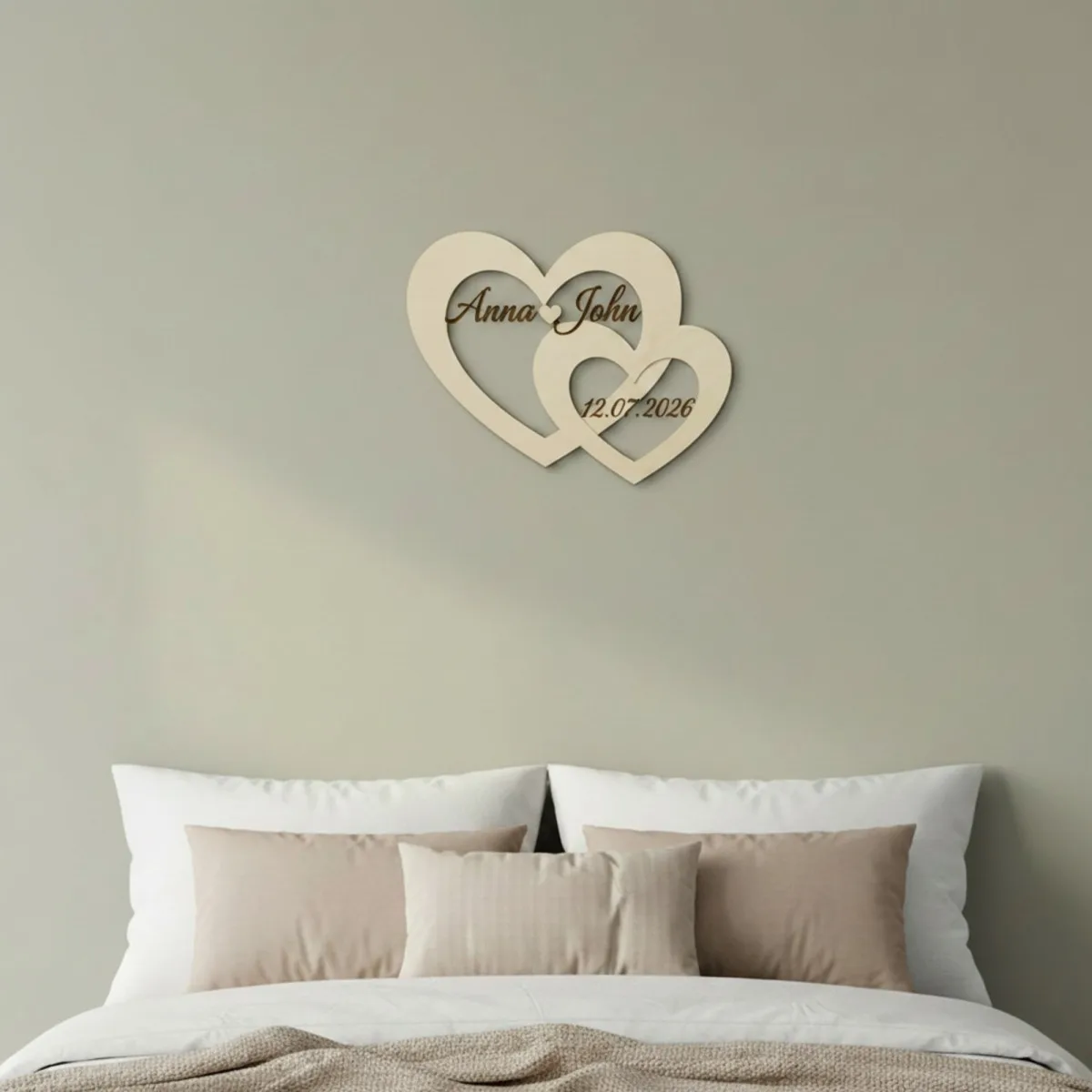 Houten decoratie - Twee harten