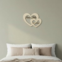 Houten decoratie - Twee harten