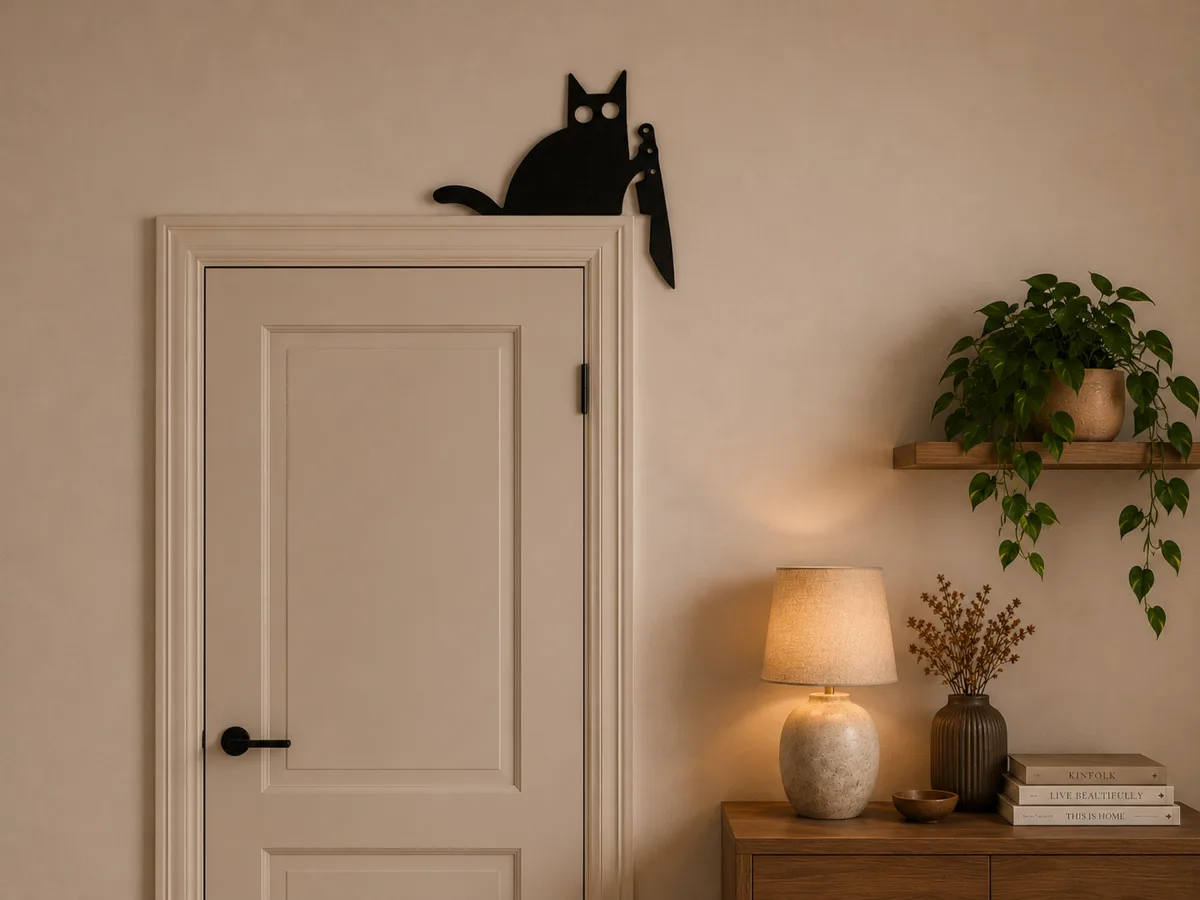 Cat With Knife Door Topper