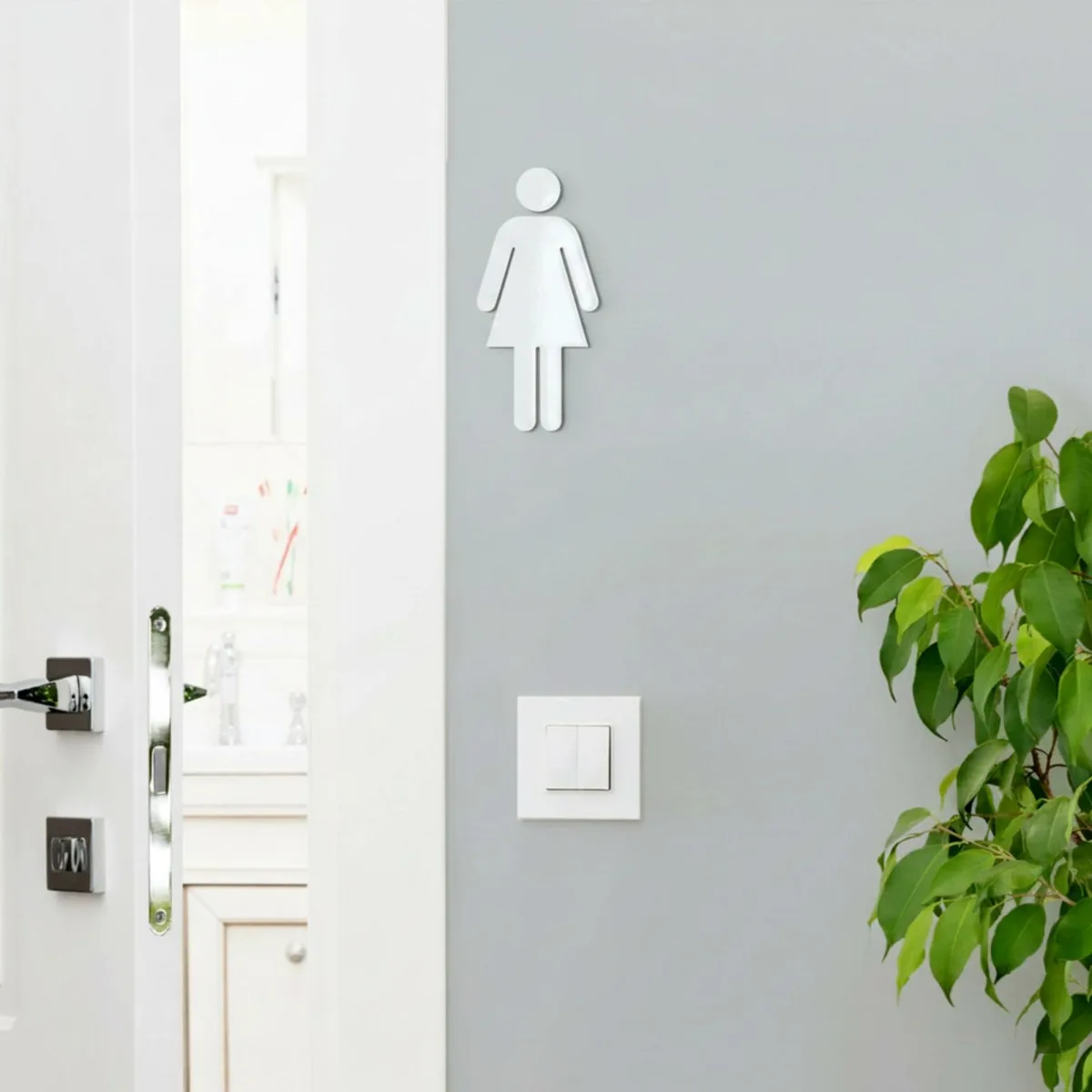 Birch Plywood Restroom Sign — WC Pictogram