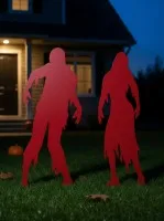 Couple de zombies Halloween pour jardin – Ensemble de 2 silhouettes en bois