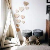 Birch Plywood Wood Wall Decoration - Hearts (10 pieces)
