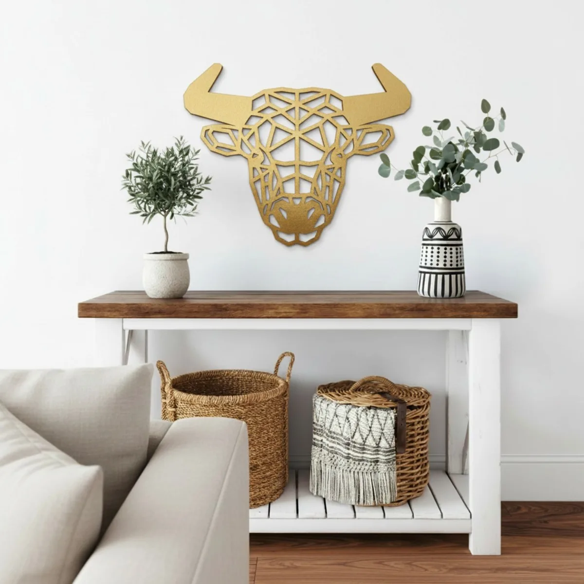 Wooden Origami Bull - Birch Plywood Wall Decor