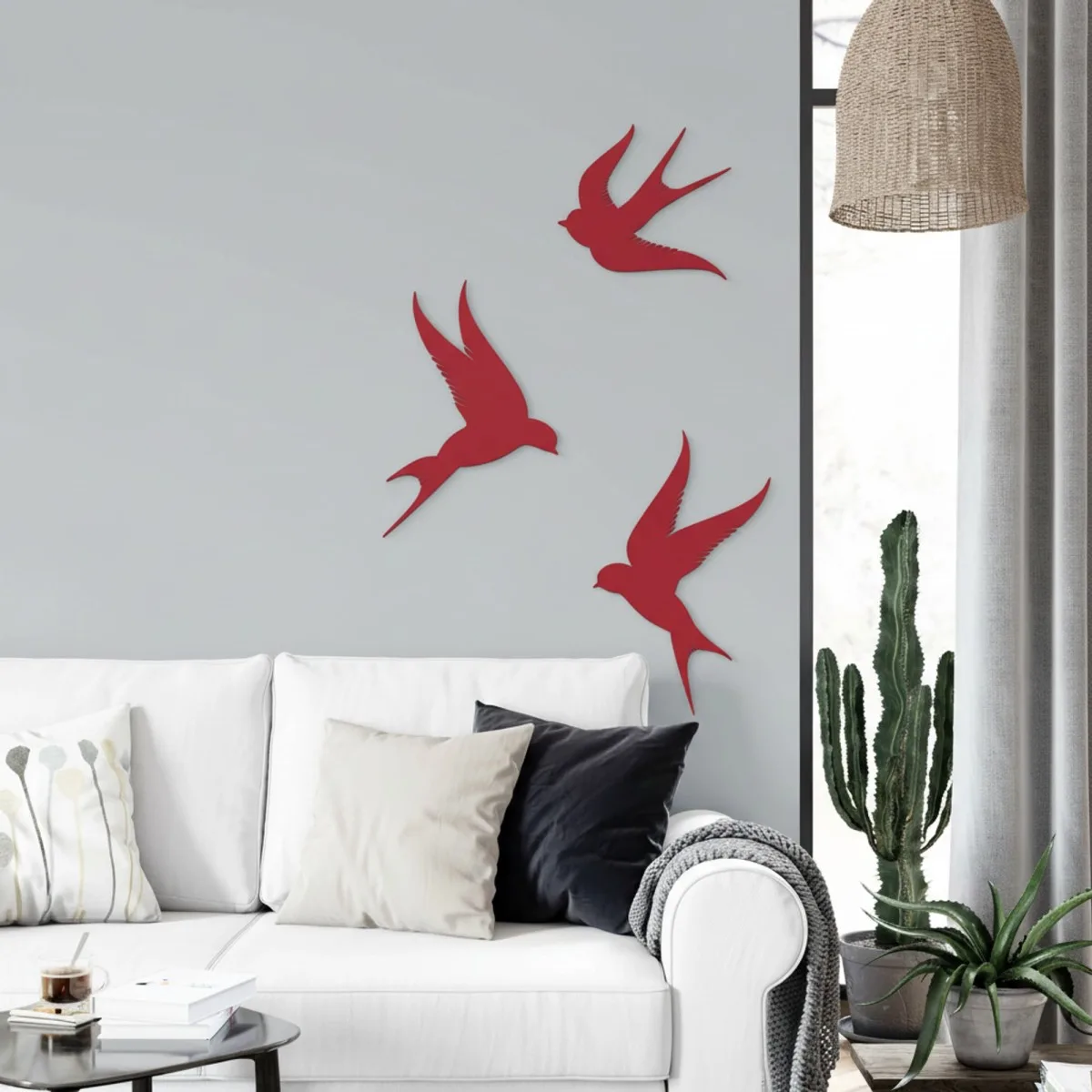 Déco murale en bois – Trio d'oiseaux – Contreplaqué de bouleau (3 pièces)