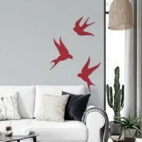 Déco murale en bois – Trio d'oiseaux – Contreplaqué de bouleau (3 pièces)