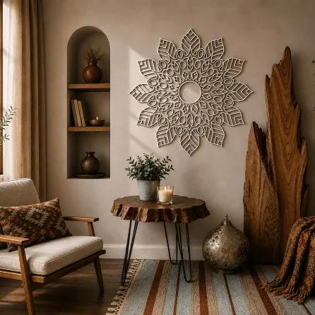 White Wooden Mandala Wall Art